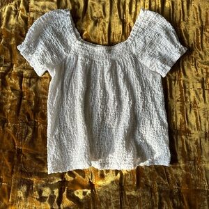 Lucky Brand White Smocked Blouse